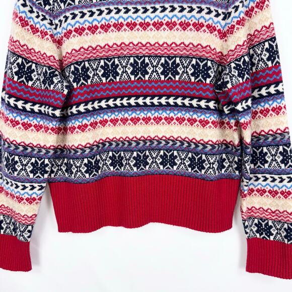 J Crew Women's Button Fair Isle Lambswool Blend Sweater XXL Red Navy - Picture 5 of 12